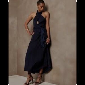 Halter Maxi Dress Banana Republic Navy